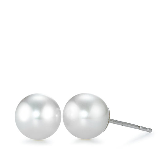 Clous d'oreilles Or blanc 18K perle d'eau douce