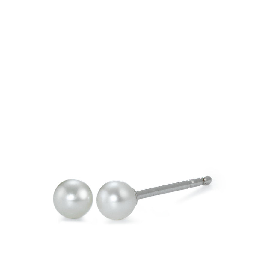 Clous d'oreilles Or blanc 18K perle d'eau douce