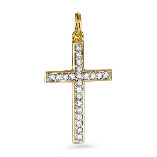 Pendentif Or jaune 18K Diamant 0.16 ct, 22 Pierres, w-si Croix