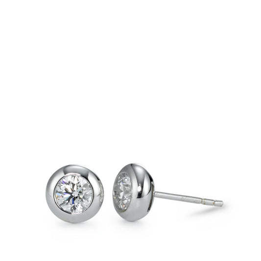 Clous d'oreilles Or blanc 18K Diamant 0.80 ct, 2 Pierres, w-si Ø7 mm