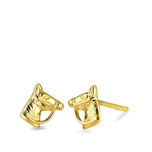 Clous d'oreilles Or jaune 18K Cheval Ø6 mm