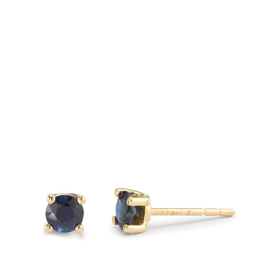 Clous d'oreilles Or jaune 18K Saphir 2 Pierres Ø4 mm