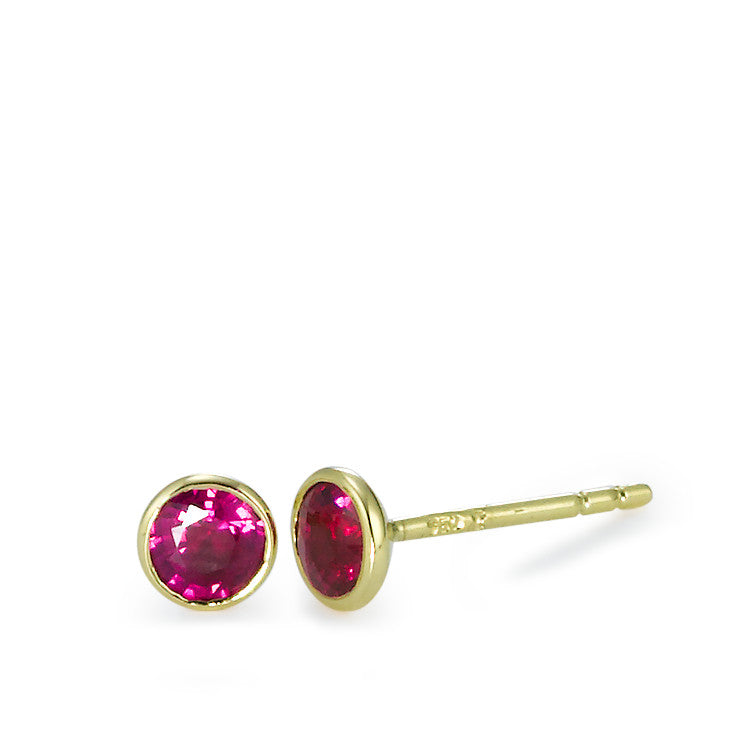 Clous d'oreilles Or jaune 18K Rubis 2 Pierres Ø4.5 mm