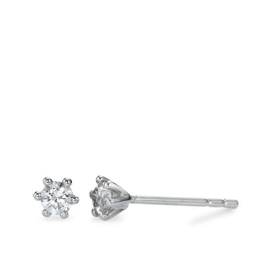 Clous d'oreilles Or blanc 18K Zircone 2 Pierres Ø4 mm