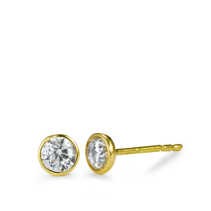 Clous d'oreilles Or jaune 18K Zircone 2 Pierres Ø5 mm