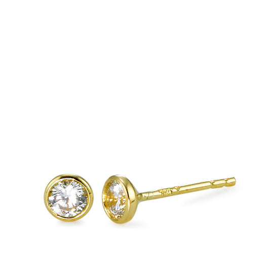 Clous d'oreilles Or jaune 18K Zircone 2 Pierres Ø4.3 mm