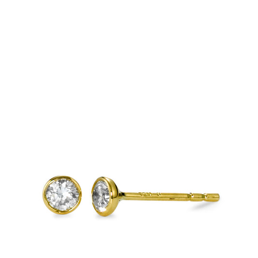 Clous d'oreilles Or jaune 18K Zircone 2 Pierres Ø3.5 mm