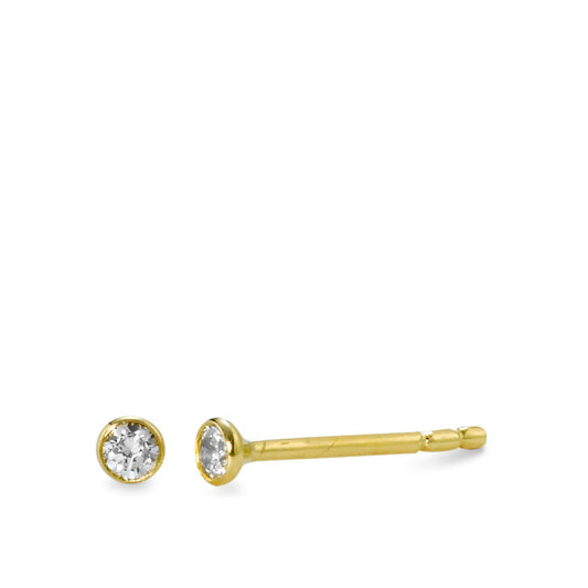 Clous d'oreilles Or jaune 18K Zircone 2 Pierres Ø2.5 mm