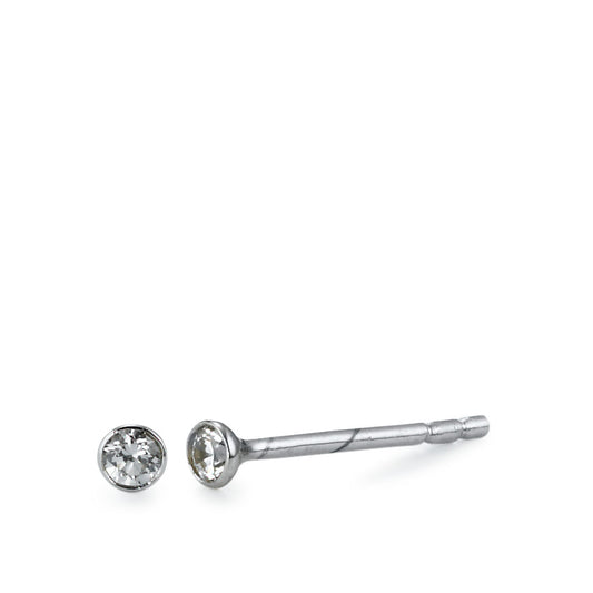 Clous d'oreilles Or blanc 18K Zircone 2 Pierres Ø2.5 mm