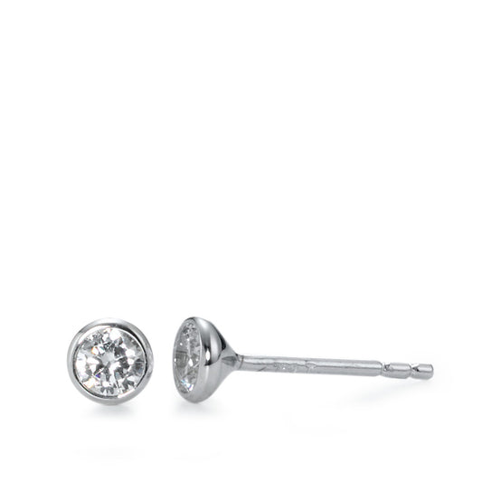 Clous d'oreilles Or blanc 18K Zircone 2 Pierres Ø4 mm