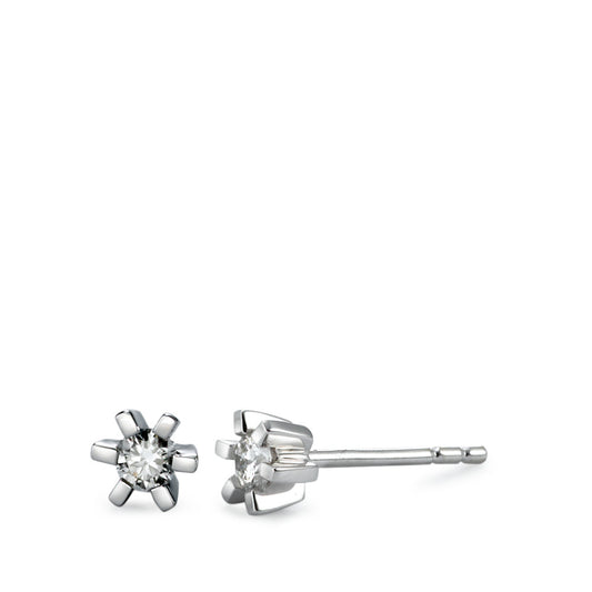 Clous d'oreilles Or blanc 18K Diamant 0.20 ct, 2 Pierres, w-si Ø4.5 mm