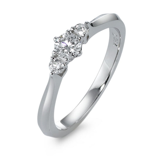 Bague Or blanc 18K Diamant 0.32 ct, 3 Pierres, w-si