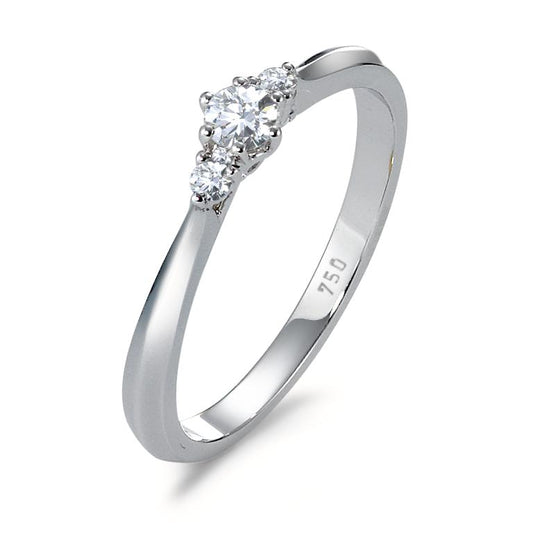 Bague Or blanc 18K Diamant 0.19 ct, 3 Pierres, w-si