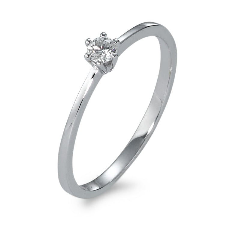 Bague solitaire Or blanc 18K Diamant 0.10 ct, w-si