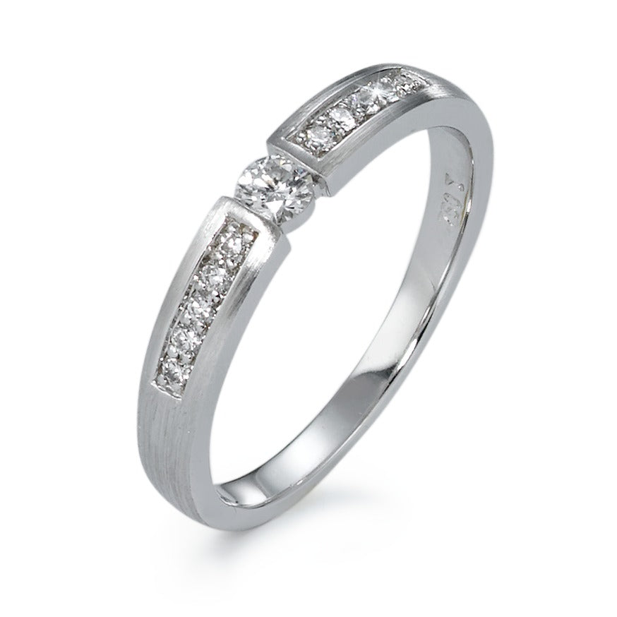 Bague solitaire Or blanc 18K Diamant 0.20 ct, 11 Pierres, w-si