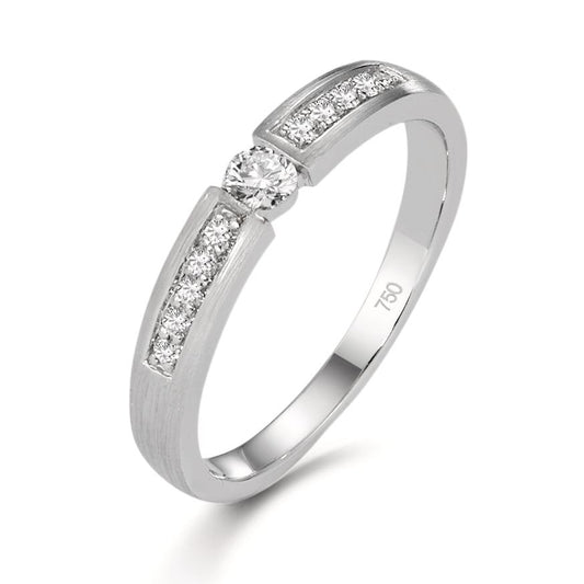 Bague solitaire Or blanc 18K Diamant 0.20 ct, 11 Pierres, w-si