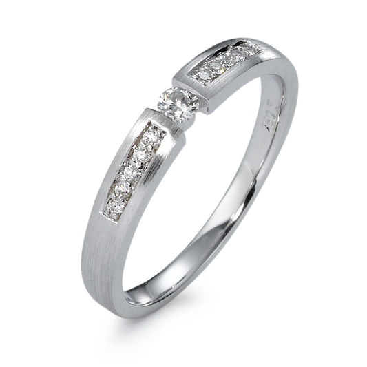 Bague solitaire Or blanc 18K Diamant 0.13 ct, 11 Pierres, w-si