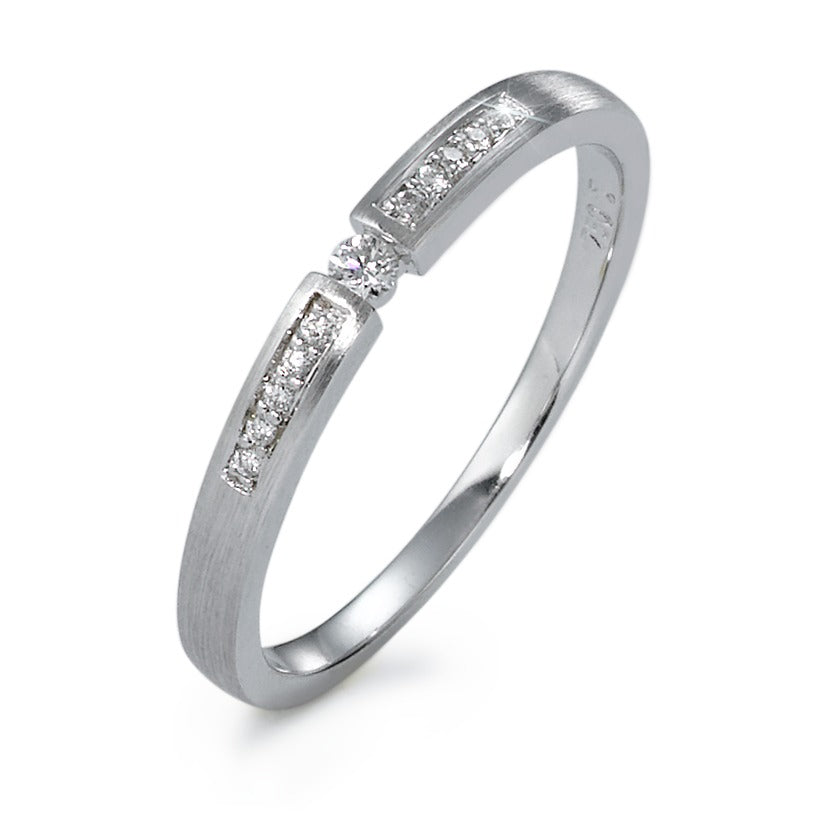 Bague solitaire Or blanc 18K Diamant 0.07 ct, 11 Pierres, w-si