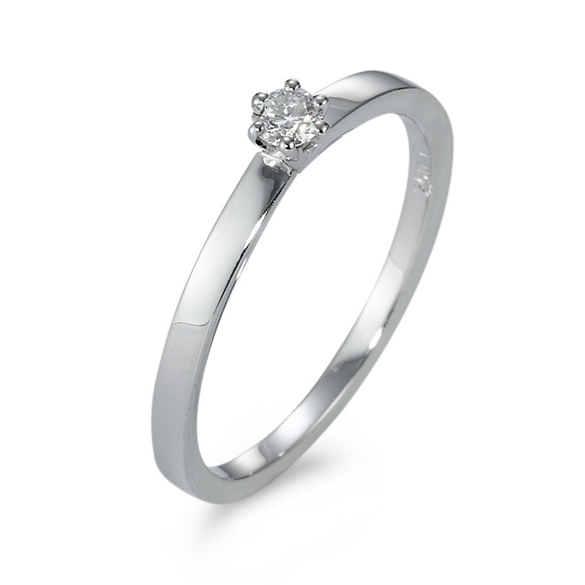 Bague solitaire Or blanc 18K Diamant 0.10 ct, w-si