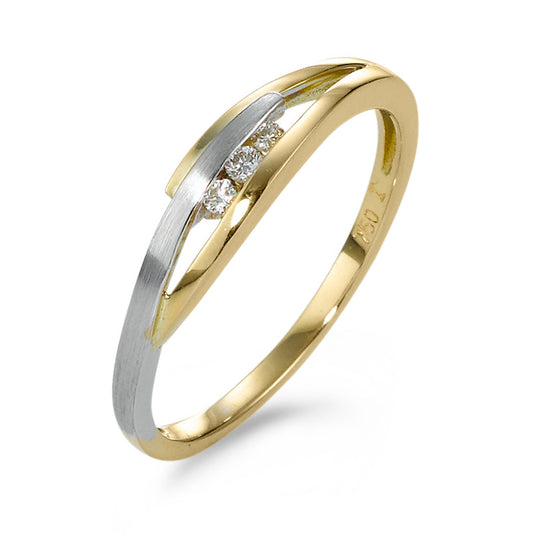 Fingerring 750/18 K Gelbgold Diamant 0.05 ct, 3 Steine, w-si