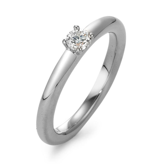 Bague solitaire Or blanc 18K Diamant 0.20 ct, w-si