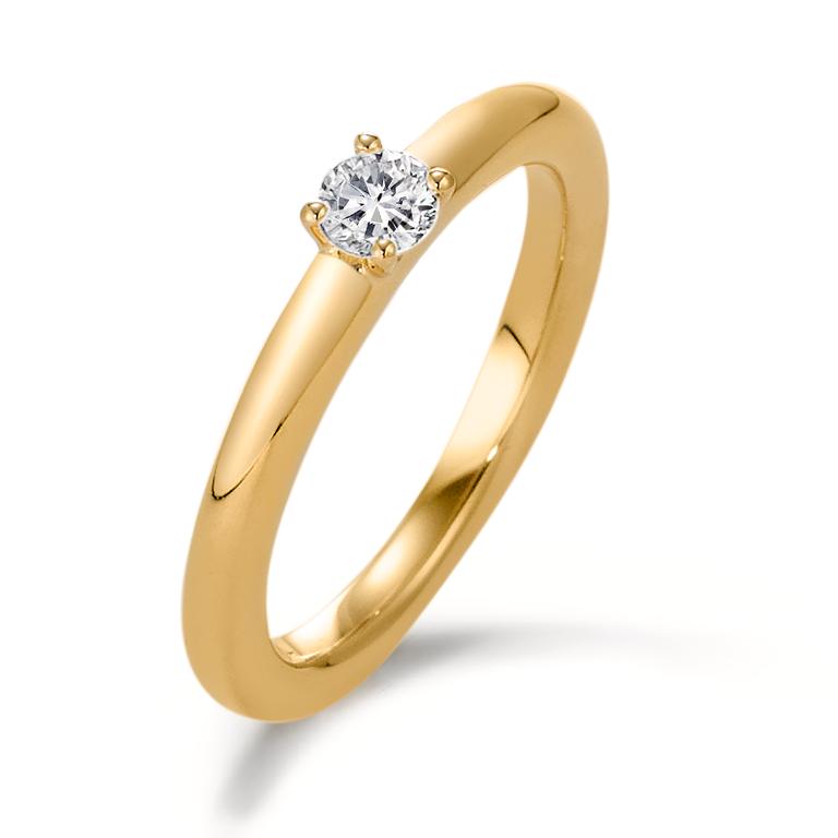 Bague solitaire Or jaune 18K Diamant 0.20 ct, w-si