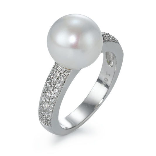 Bague Or blanc 18K Diamant 0.32 ct, 66 Pierres, w-si perle d'eau douce