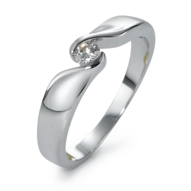 Bague solitaire Or blanc 18K Diamant 0.10 ct, w-si