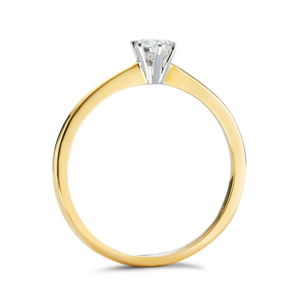 Bague solitaire Or jaune 18K, Or blanc 18K Diamant 0.15 ct, w-si