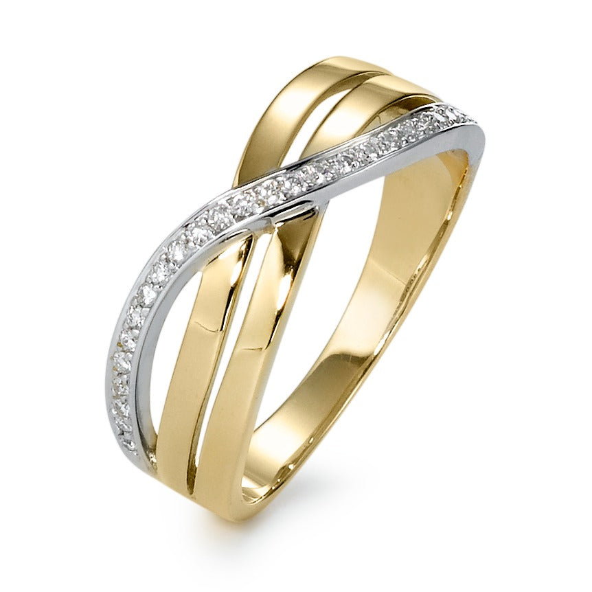 Bague Or jaune 18K, Or blanc 18K Diamant 0.12 ct, 26 Pierres, w-si