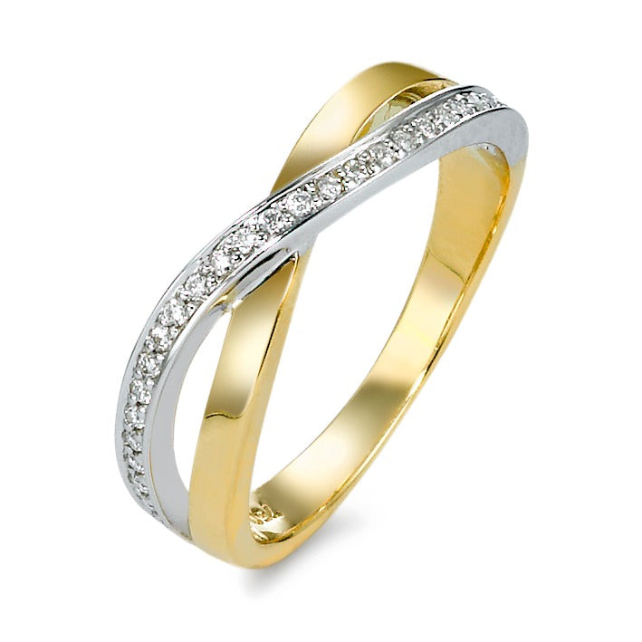 Bague Or jaune 18K, Or blanc 18K Diamant 0.13 ct, 27 Pierres, w-si