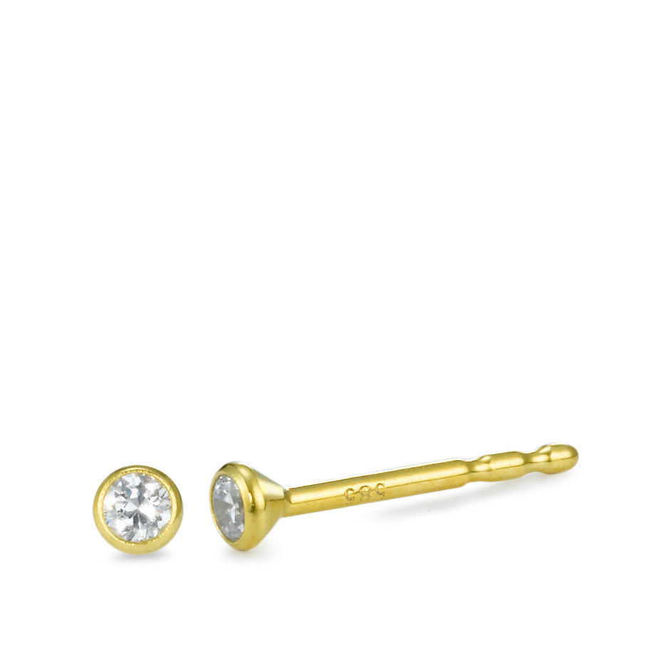 Clous d'oreilles Or jaune 14K Zircone 2 Pierres Ø2.5 mm