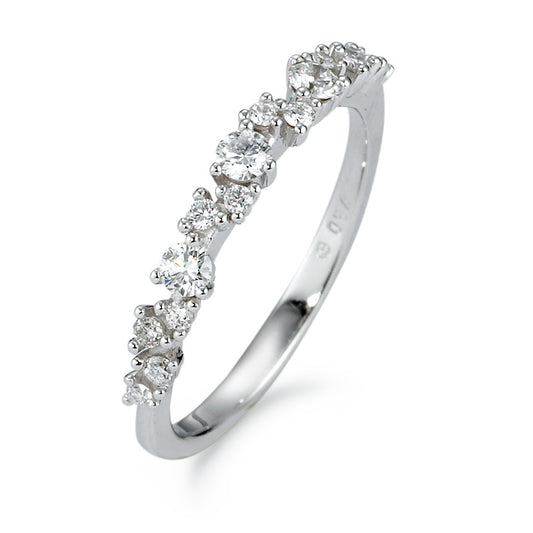 Fingerring 750/18 K Weissgold Diamant weiss, 0.33 ct, 15 Steine, Brillantschliff, w-si