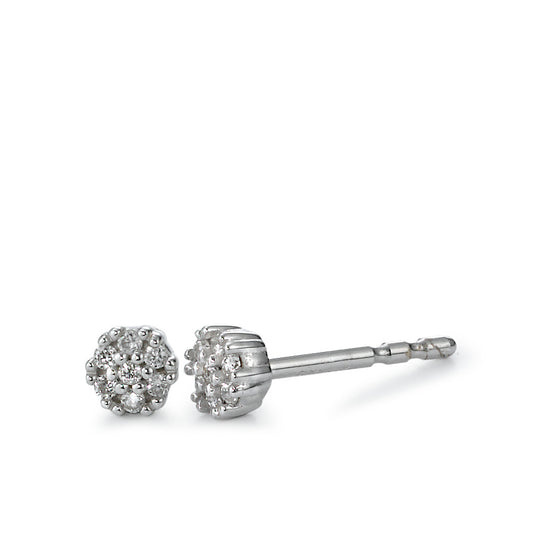 Clous d'oreilles Or blanc 18K Diamant blanc, 0.06 ct, 14 Pierres, brillant, w-si Ø3.5 mm