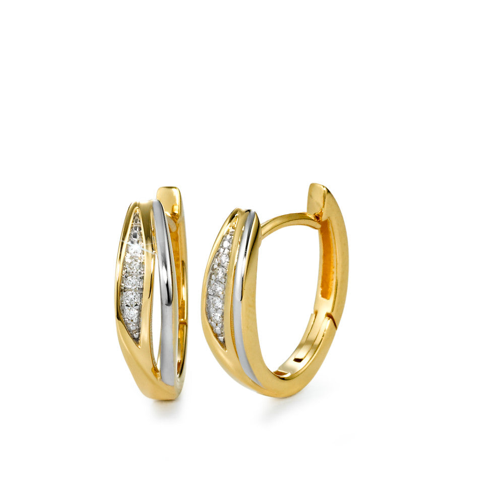 Orecchini circolari Oro giallo 750/18 carati, Oro bianco 750/18 carati Diamante bianco, 0.04 ct, 10 pietra, [Brillant], w-si