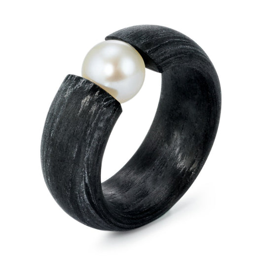 Bague Carbone perle d'eau douce