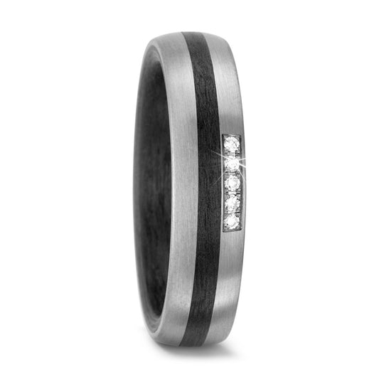 Partnerring 500 Palladium, Carbon Diamant 0.05 ct, 5 Steine, w-si