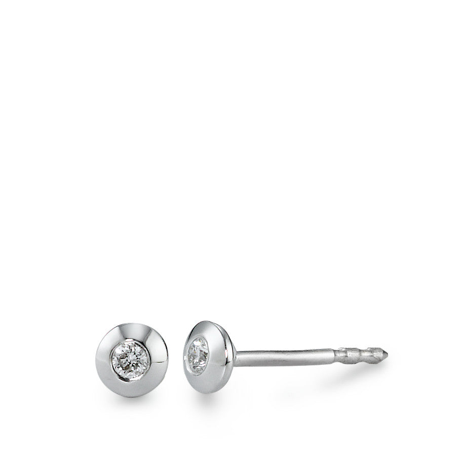 Clous d'oreilles Or blanc 14K Diamant 0.05 ct, 2 Pierres, w-si Ø4 mm