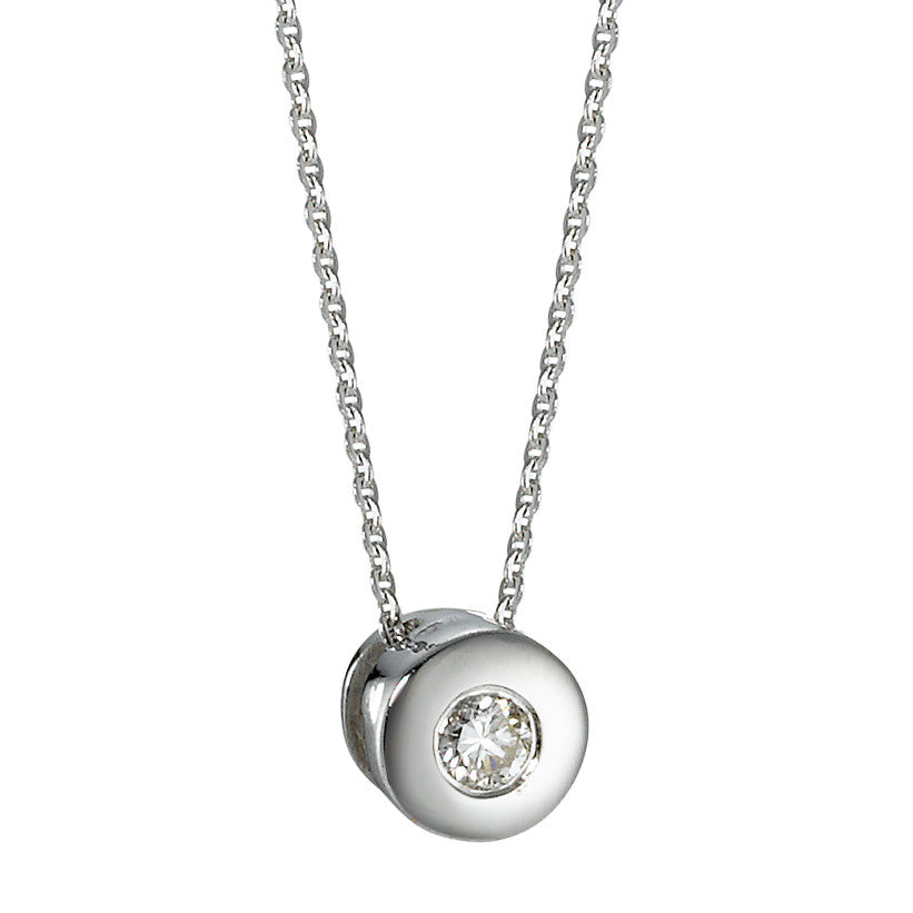 Chaînette avec pendentif Or blanc 14K Diamant 0.05 ct, w-si 42 cm Ø5 mm