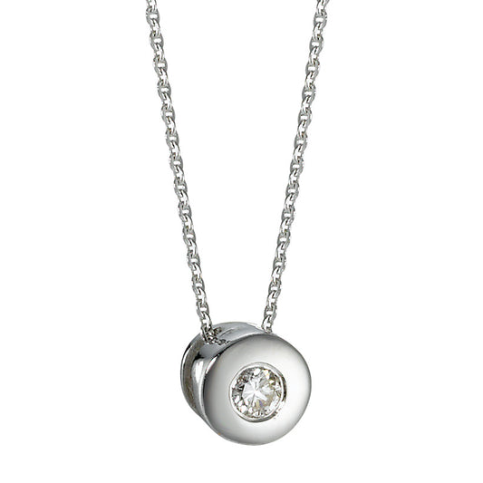 Chaînette avec pendentif Or blanc 14K Diamant 0.05 ct, w-si 42 cm Ø5 mm