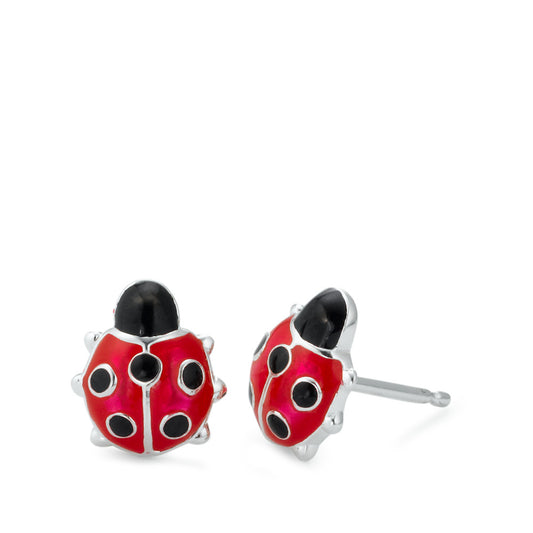 Clous d'oreilles Argent Laqué Coccinelle Ø9 mm