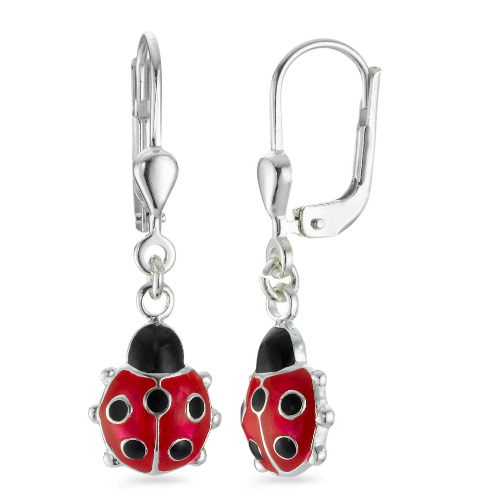 Pendant d'oreilles Argent Laqué Coccinelle