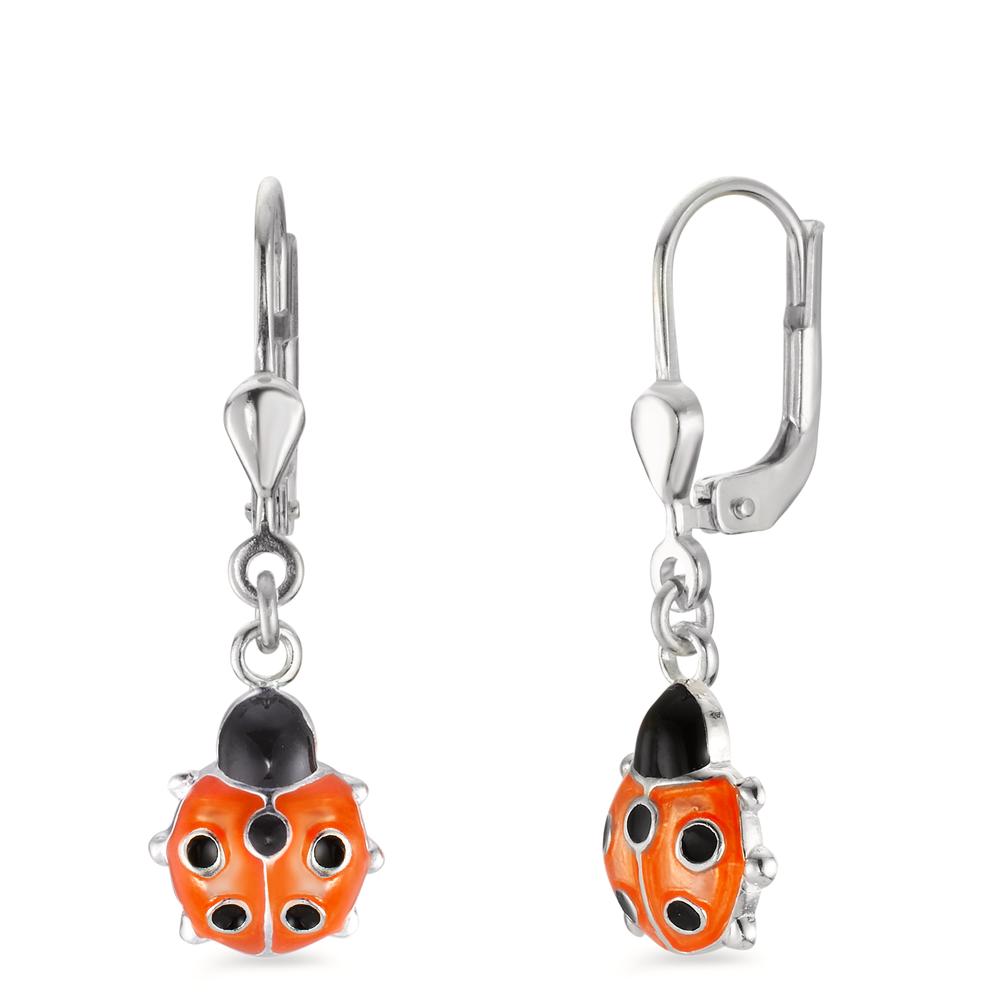 Pendant d'oreilles Argent Laqué Coccinelle