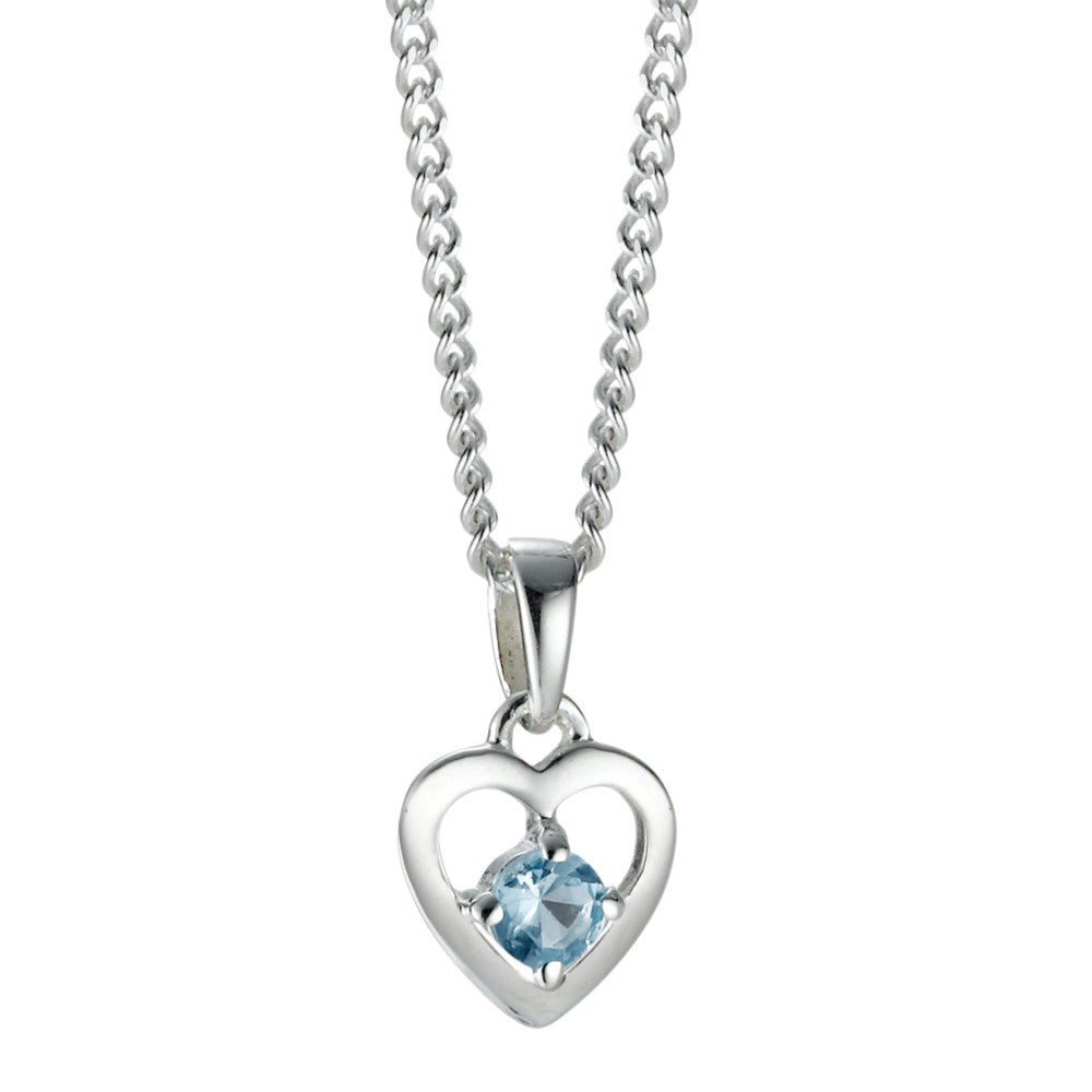 Chaînette avec pendentif Argent [synth. Aquamarin] Coeur 36 cm Ø8 mm