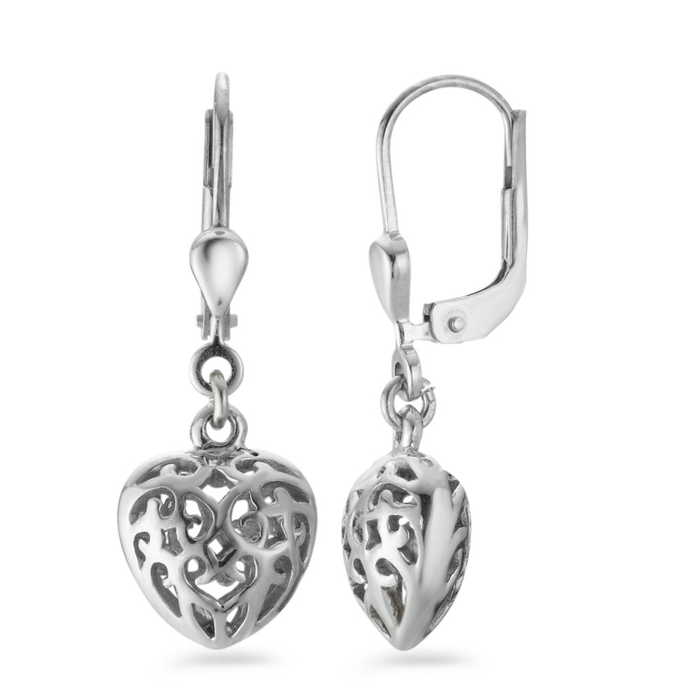 Pendant d'oreilles Argent Rhodié Coeur