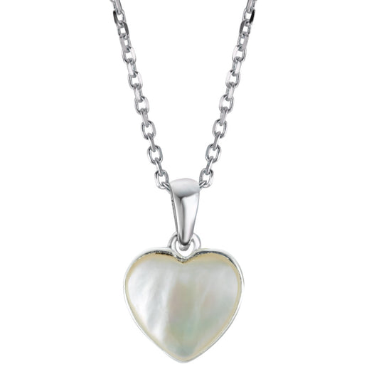 Chaînette avec pendentif Argent nacre Coeur 36-38 cm Ø12 mm