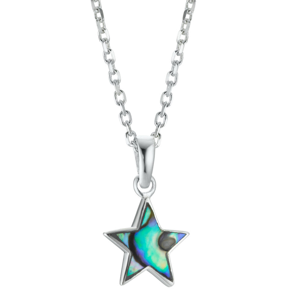 Chaînette avec pendentif Argent Abalone Étoile 36-38 cm Ø10 mm