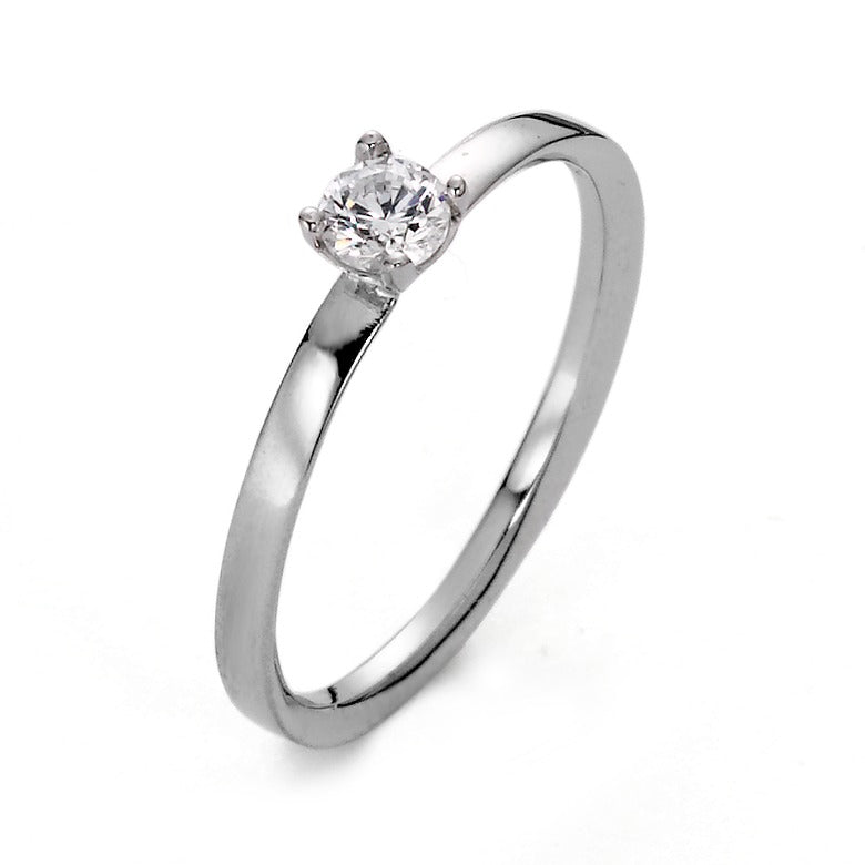 Bague solitaire Or blanc 9K Moissanite