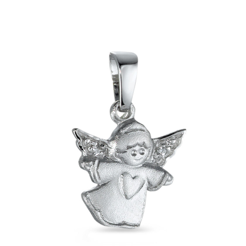 Pendentif Argent Zircone 2 Pierres Rhodié Ange gardien