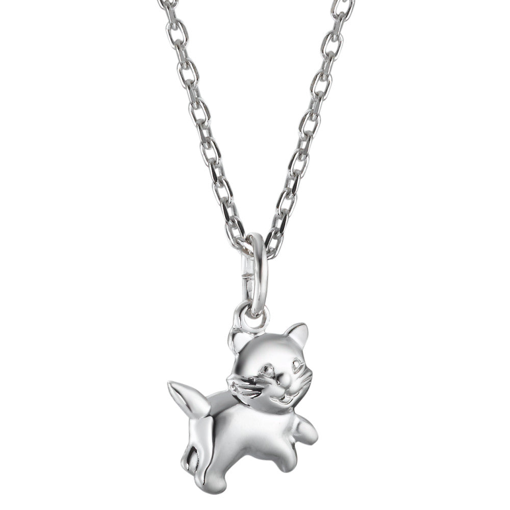 Chaînette avec pendentif Argent Rhodié Chat 36-38 cm